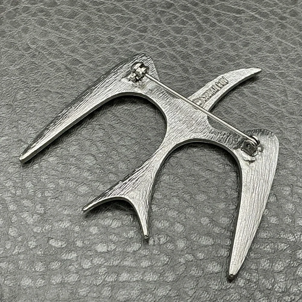 Vintage Sarah Coventry Brooch Seagull Bird Pin Silver Tone Modernist 2 Inch